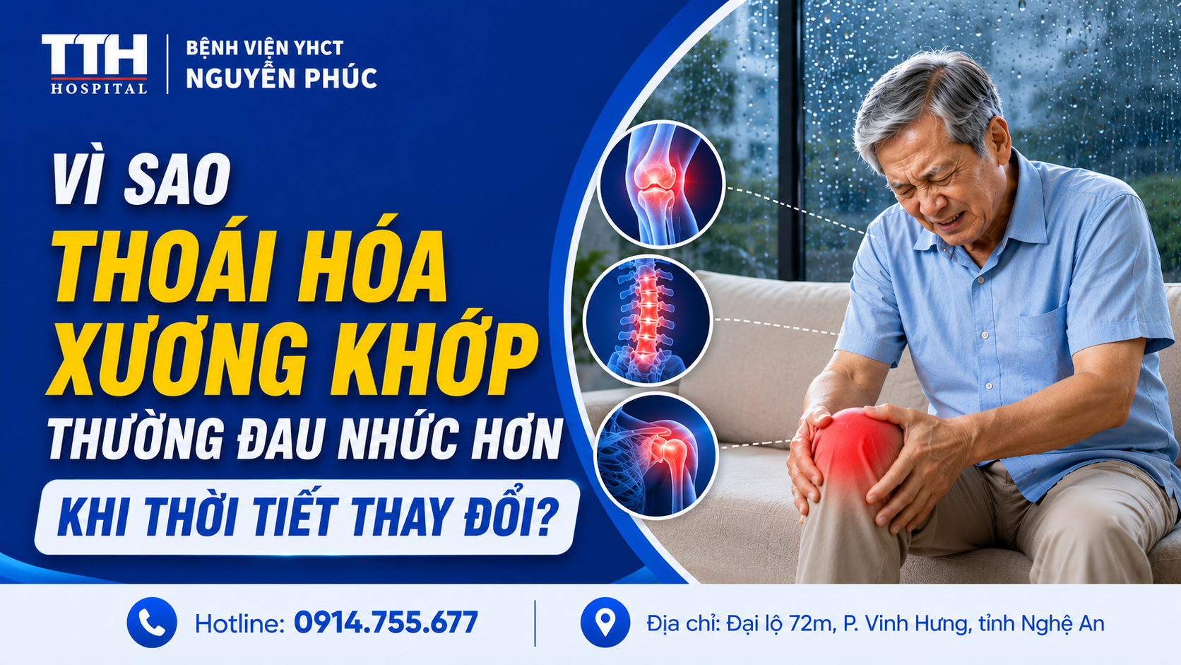 VÌ SAO THOÁI HÓA XƯƠNG KHỚP THƯỜNG ĐAU NHỨC HƠN KHI THỜI TIẾT THAY ĐỔI?