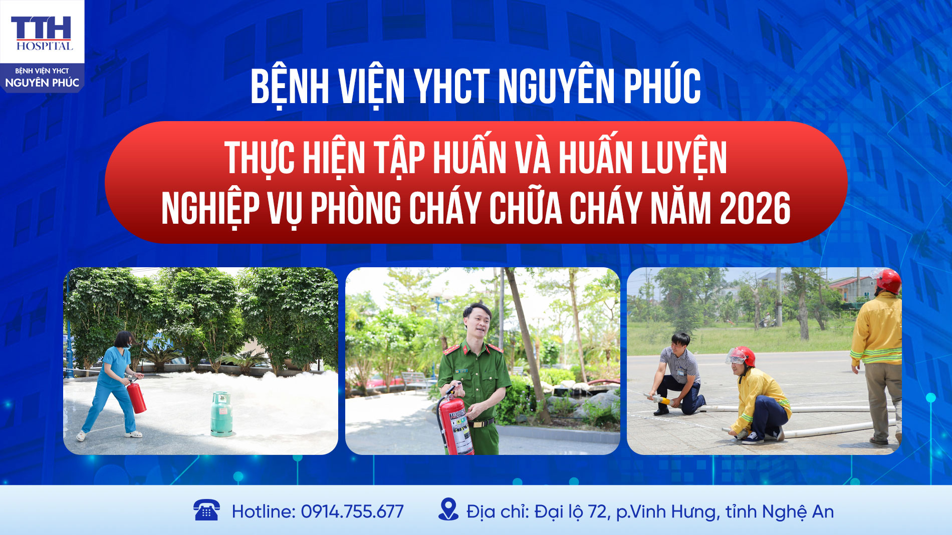 BỆNH VIỆN YHCT NGUYÊN PHÚC THỰC HIỆN TẬP HUẤN VÀ HUẤN LUYỆN NGHIỆP VỤ PHÒNG CHÁY CHỮA CHÁY NĂM 2026