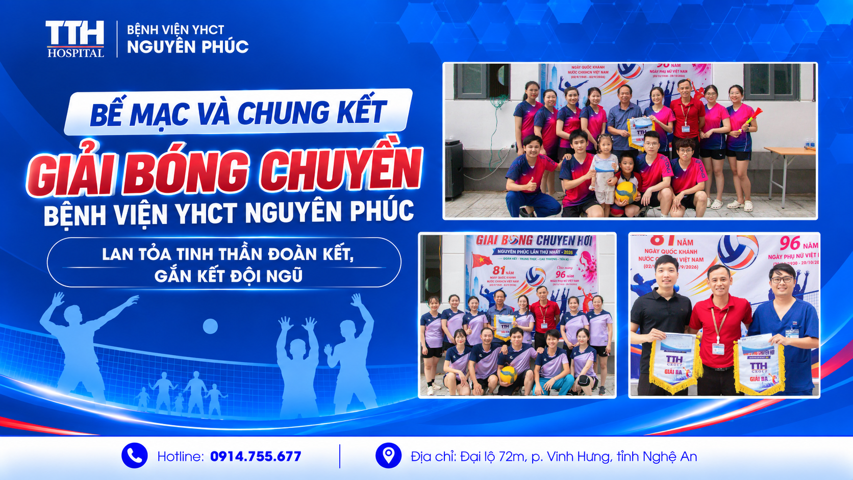 BẾ MẠC VÀ CHUNG KẾT GIẢI BÓNG CHUYỀN BỆNH VIỆN YHCT NGUYÊN PHÚC: LAN TỎA TINH THẦN ĐOÀN KẾT, GẮN KẾT ĐỘI NGŨ