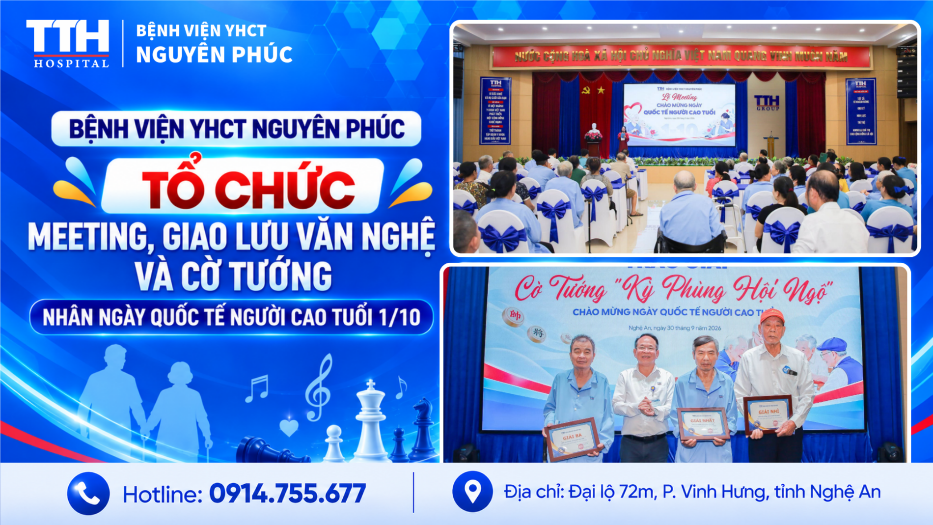BỆNH VIỆN YHCT NGUYÊN PHÚC TỔ CHỨC MEETING, GIAO LƯU VĂN NGHỆ VÀ CỜ TƯỚNG NHÂN NGÀY QUỐC TẾ NGƯỜI CAO TUỔI 1/10